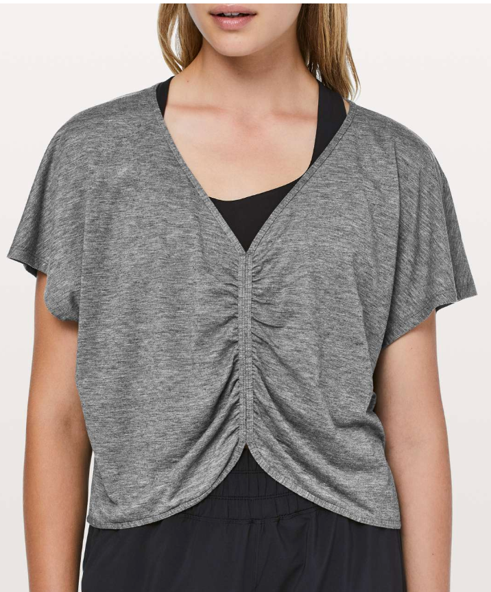 Lululemon Cruise The Circuits Short Sleeve Heathered Black Sz 10 Brand New