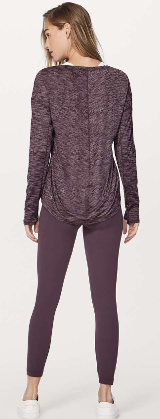 Lululemon Meant To Move Long Sleeve Heathered Black Cherry Sz 10