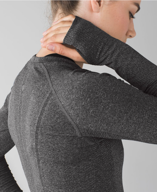 Lululemon Swiftly Tech Long Sleeve Crew Heathered Black Sz 10 Brand New