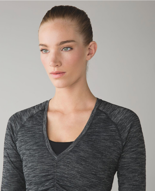 Lululemon Interval Long Sleeve Heathered Black Brand New Sz 10