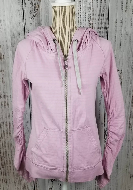 Lululemon Heatherd Grey Stripe Pink Flashback Full Zip Hoodie Sz 4 Special Edition