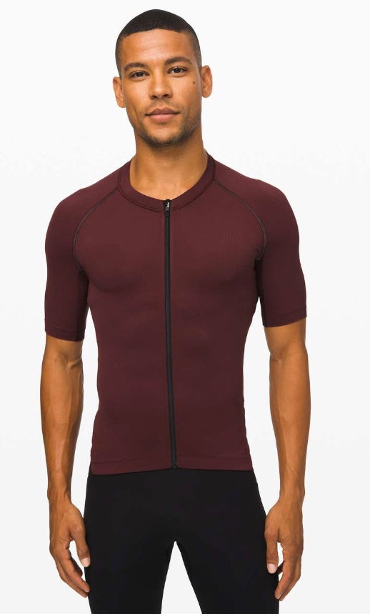 Lululemon MENS City to Summit Cycling Jersey Maroon Sz Large Brand New