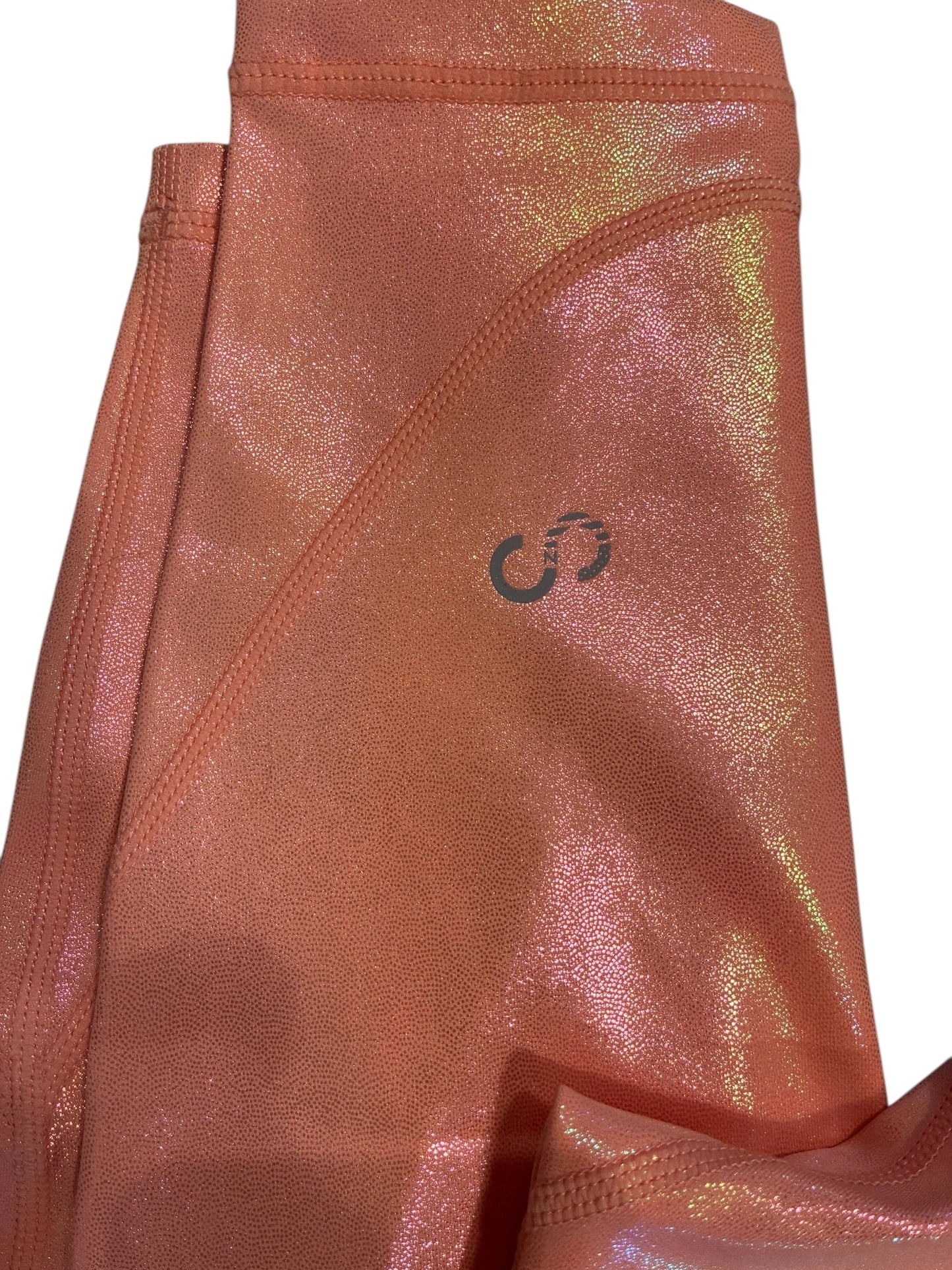 ZZ Curves N Combat Boots Leggings Spring Peaches Glitter Foil 25" Inseam Sz M