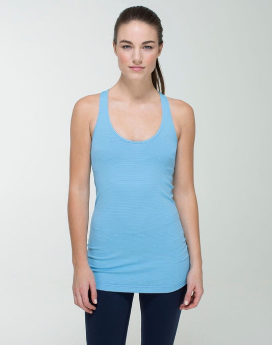 Lululemon Cool Racerback Tank Tonka Stripe Angel Blue Lullaby Sz 10