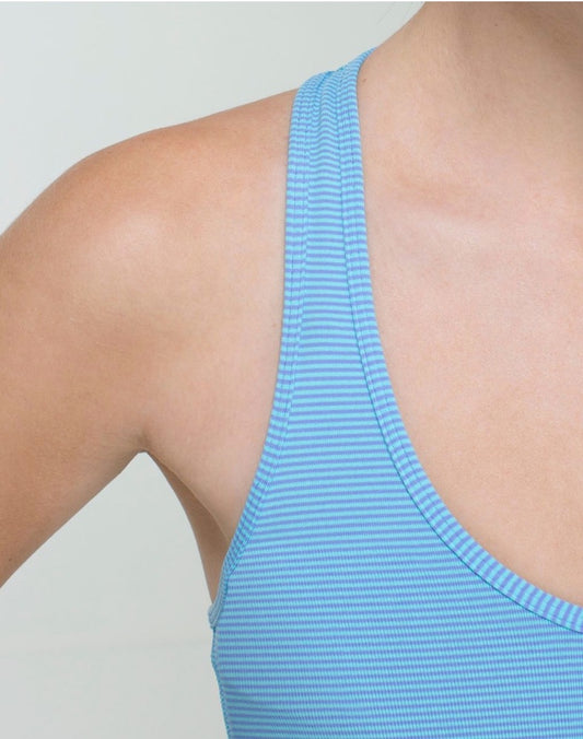 Lululemon Cool Racerback Tank Tonka Stripe Angel Blue Lullaby Sz 10