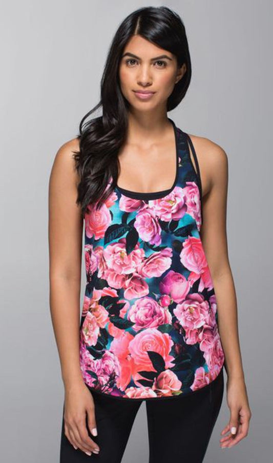 Lululemon Racerback Costal Tank Secret Garden Black New Without Tags