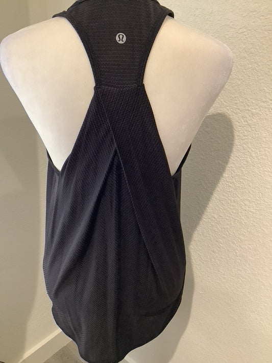 Lululemon Essential Tank Top Pleated Black Silver Striped Special Edition Sz 8