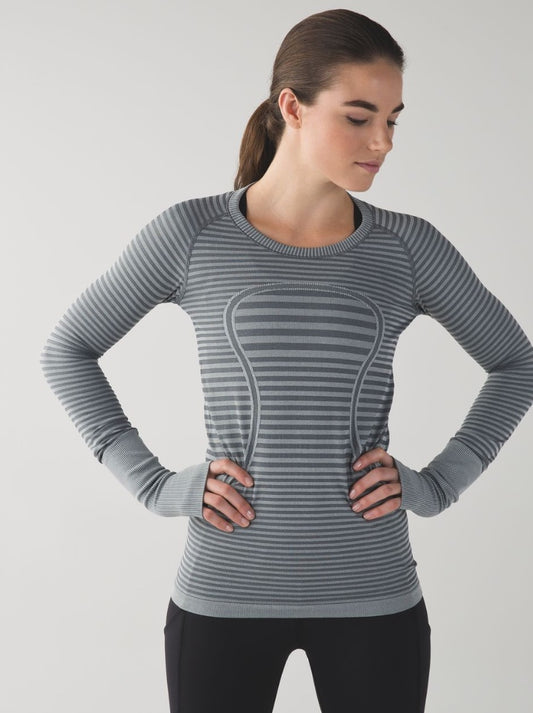 Lululemon Swiftly Tech Long Sleeve Heathered Slate Stripe New Without Tag Top Sz 8