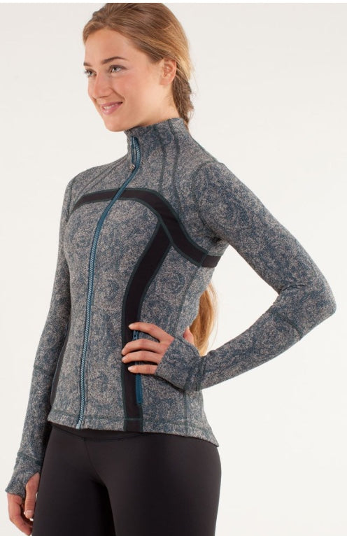 Lululemon Define Jacket Brushed RARE Herringbone Alberta Lake/Black/Micro Macro Alberta Lake Heathered Black Sz 6 RARE