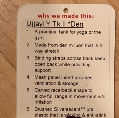 Lululemon Ujjayi Y Tank II *Den Women's RARE Tank Deep Denim/Lotus Sz 6 Excellent Condition