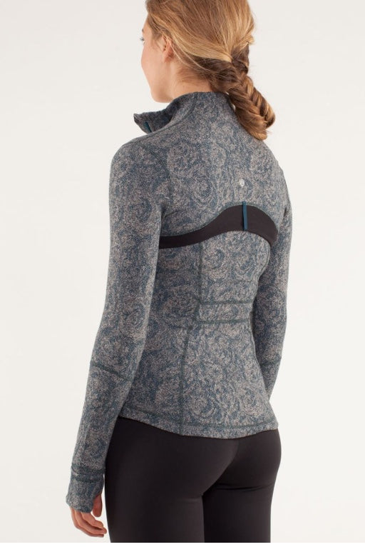 Lululemon Define Jacket Brushed RARE Herringbone Alberta Lake/Black/Micro Macro Alberta Lake Heathered Black Sz 6 RARE