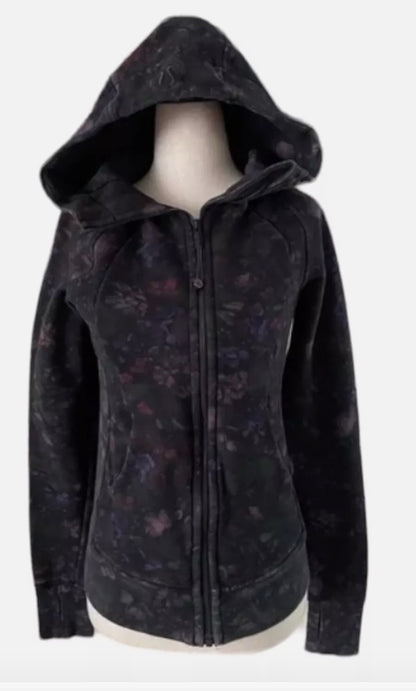 Lululemon Scuba Hoodie Light Cotton Fleece Frozen Flourish Multi/Black RARE