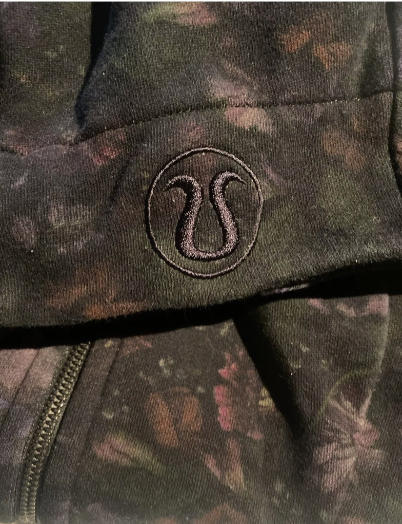 Lululemon Scuba Hoodie Light Cotton Fleece Frozen Flourish Multi/Black RARE