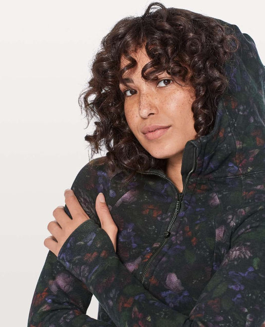 Lululemon Scuba Hoodie Light Cotton Fleece Frozen Flourish Multi/Black RARE