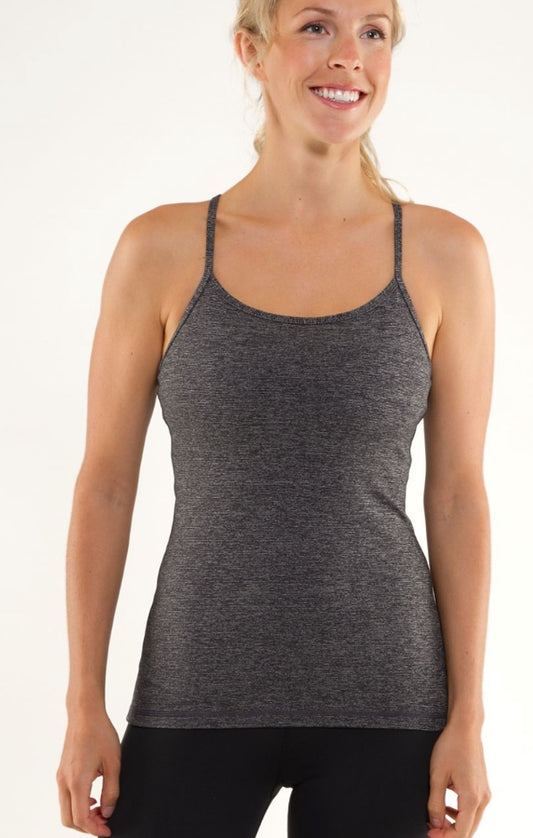 Lululemon Power Y Tank Black Wee Stripe Sz 8