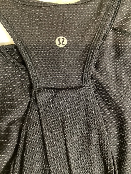 Lululemon Essential Tank Top Pleated Black Silver Striped Special Edition Sz 8