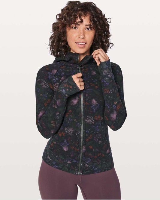 Lululemon Scuba Hoodie Light Cotton Fleece Frozen Flourish Multi/Black RARE