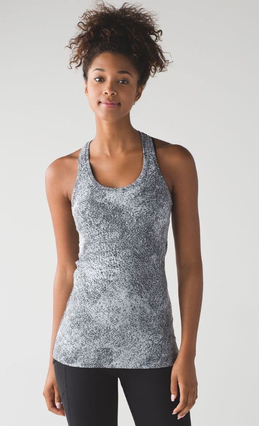 Lululemon Cool Racerback II Spray Jacquard White Black Tank Top Sz 6