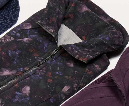 Lululemon Scuba Hoodie Light Cotton Fleece Frozen Flourish Multi/Black RARE