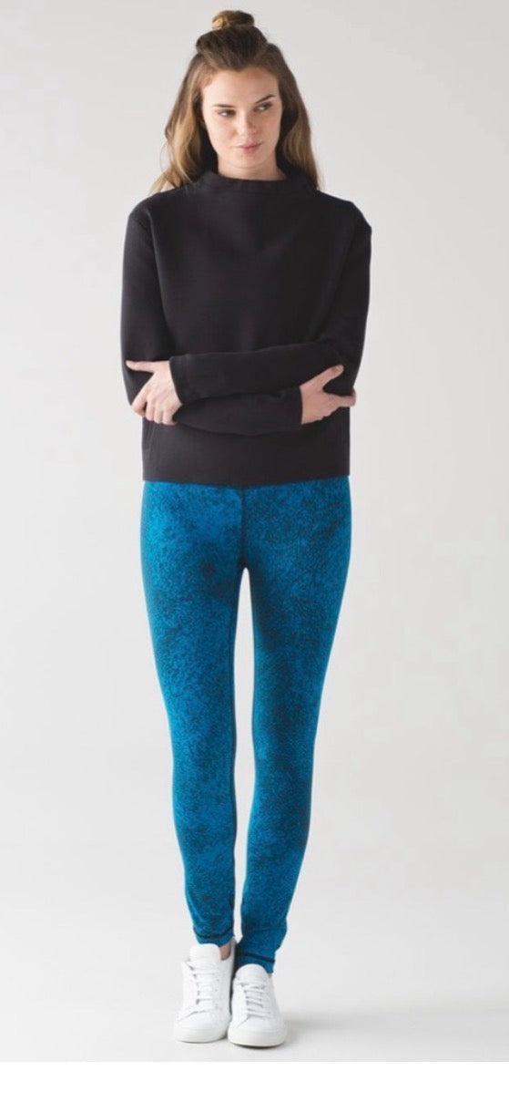 Lululemon High Times Pant Luon 32" Inseam Jacquard Shocking Blue Black Sz 4 RARE