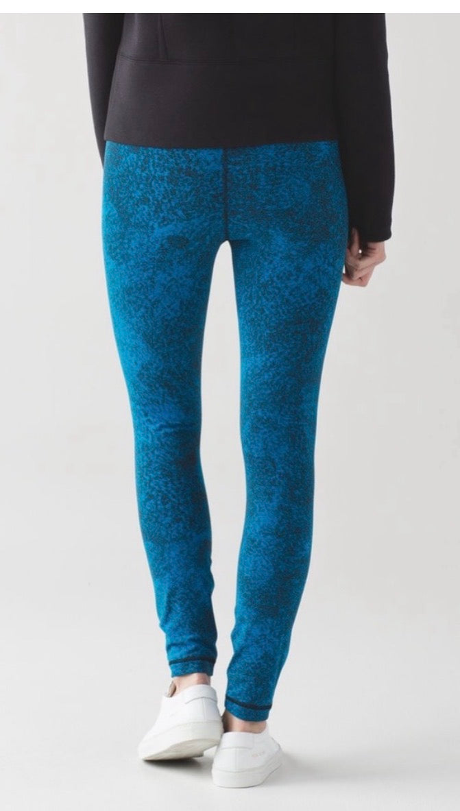 Lululemon High Times Pant Luon 32" Inseam Jacquard Shocking Blue Black Sz 4 RARE