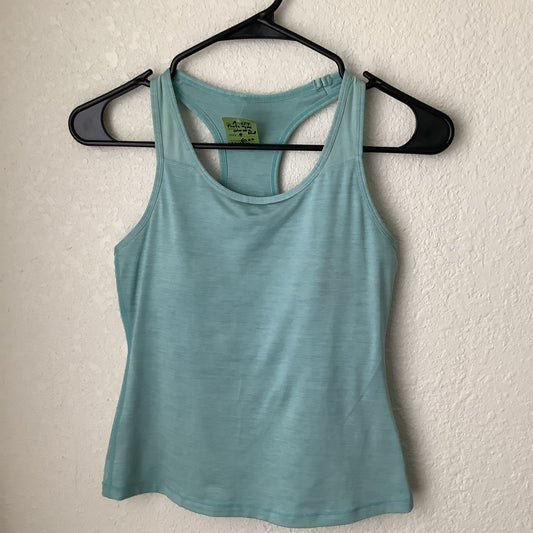 Lululemon Scoop Neck Waist Tank w/Bra Heathered Teal Silver Blue Proto Type Sz 4