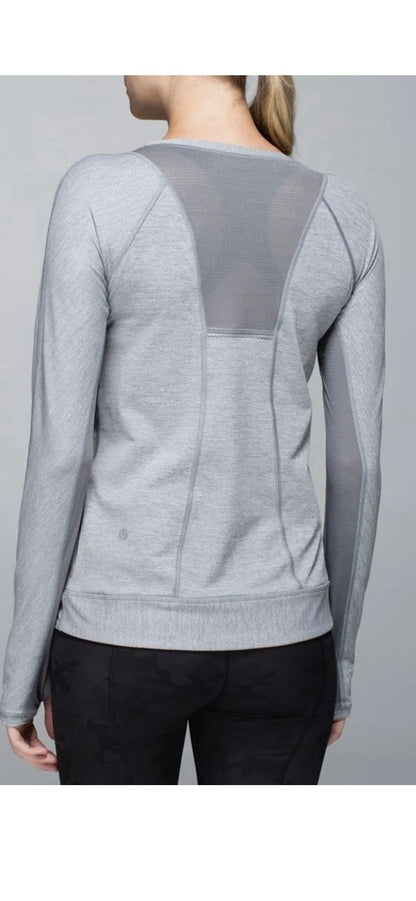 Lululemon Run For Gold Long Sleeve Heathered Slate Sz 2