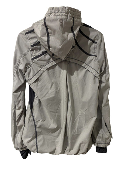 Lululemon RARE Down Time Jacket White and Grey Micro Stripe Charcoal Mesh Liner Sz 4