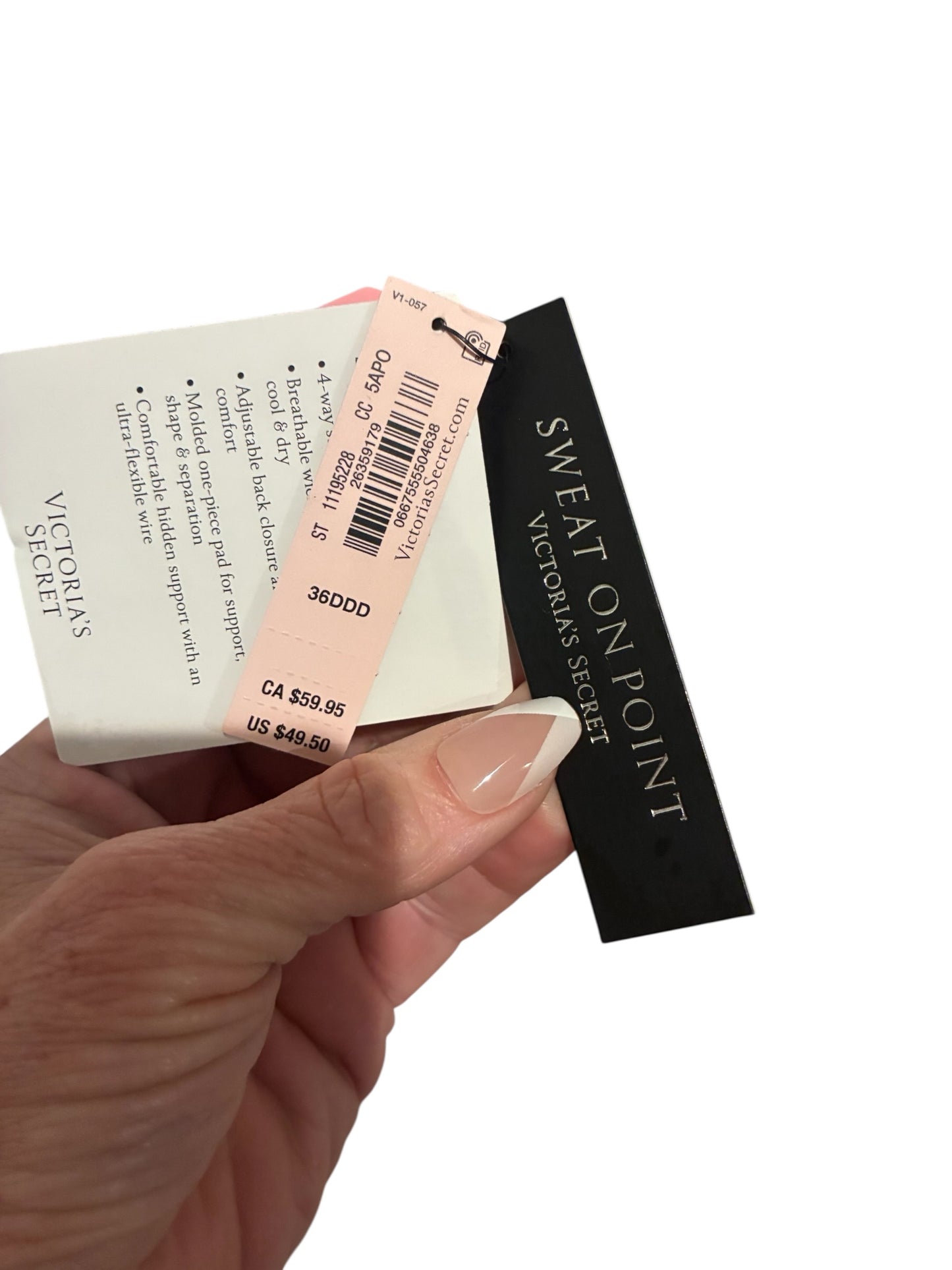 Victoria's Secret Incredible On Point Sport Bra Pink Black White Mod  Racerback Size 36DD