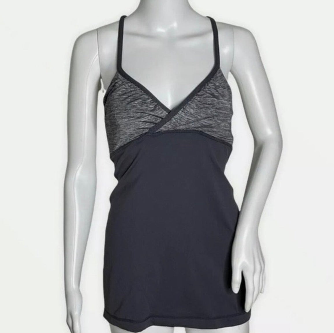 Lululemon Embrace Tank CrissCross Adjustable Back Slate Grey/Heathered Grey Sz 6