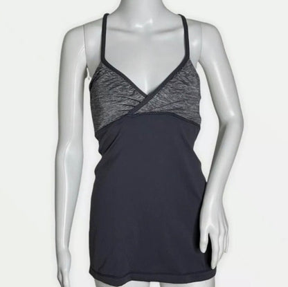 Lululemon Embrace Tank CrissCross Adjustable Back Slate Grey/Heathered Grey Sz 6