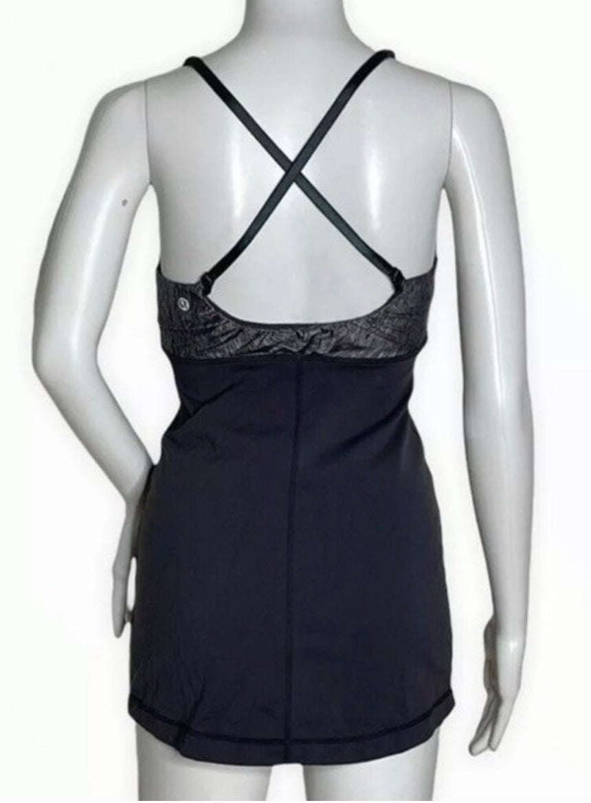 Lululemon Embrace Tank CrissCross Adjustable Back Slate Grey/Heathered Grey Sz 6