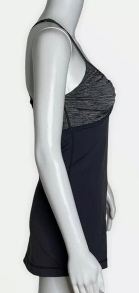 Lululemon Embrace Tank CrissCross Adjustable Back Slate Grey/Heathered Grey Sz 6
