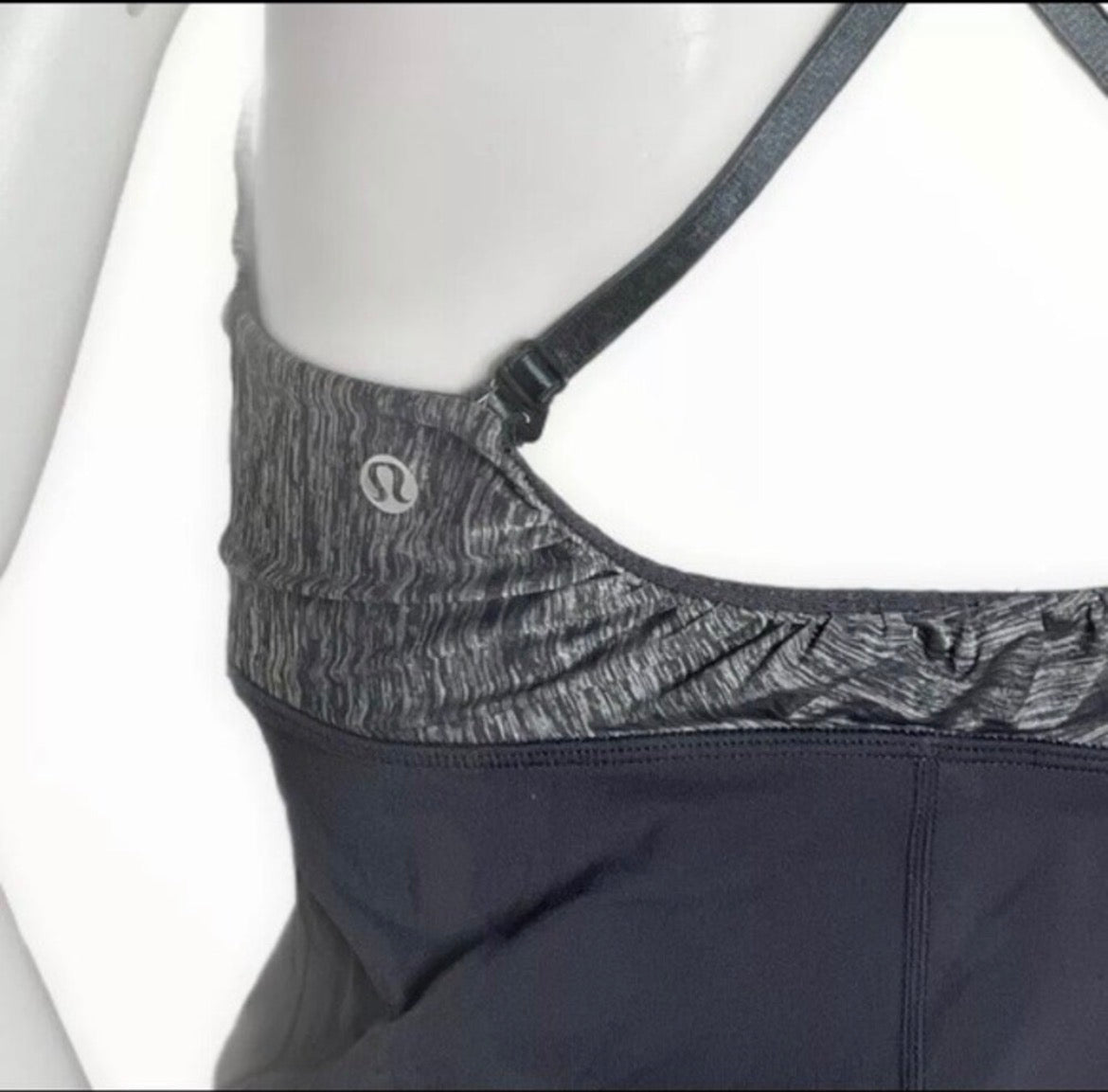 Lululemon Embrace Tank CrissCross Adjustable Back Slate Grey/Heathered Grey Sz 6