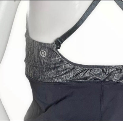 Lululemon Embrace Tank CrissCross Adjustable Back Slate Grey/Heathered Grey Sz 6