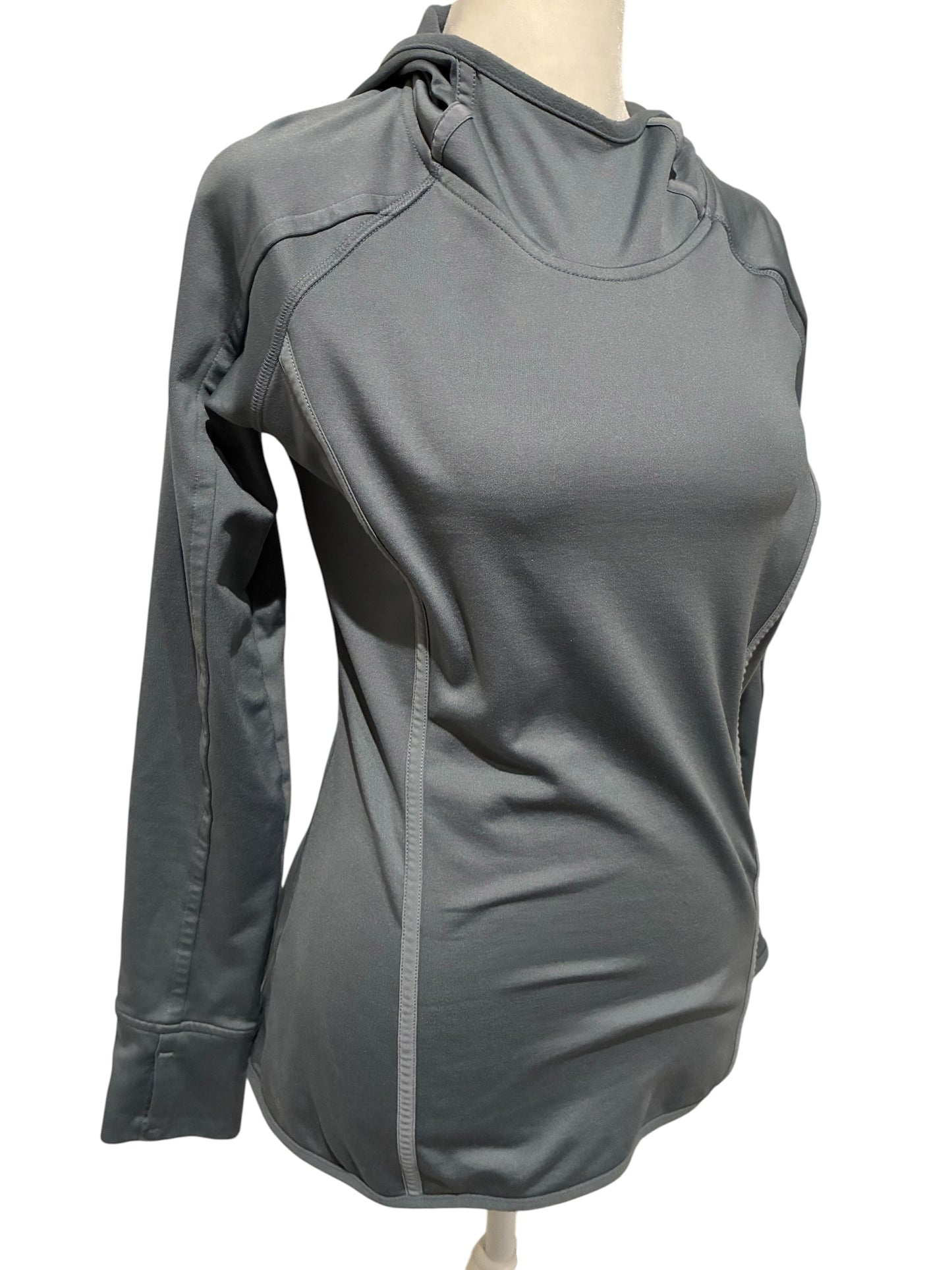Pull Over Hoodie Athleta Long Sleeve Fleece Silver Grey Sz S