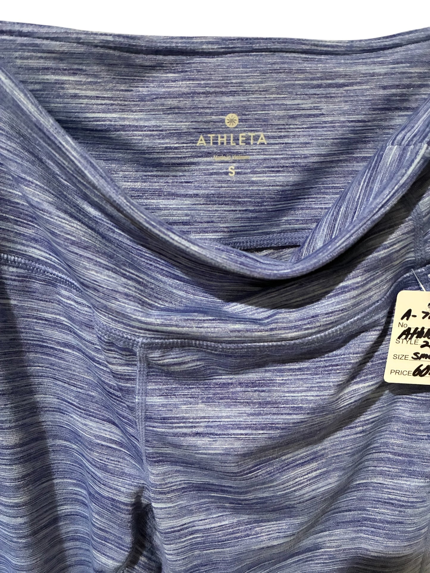 Leggings Athleta 25" Inseam Micro Striped Purple and White Sz Small Brand New