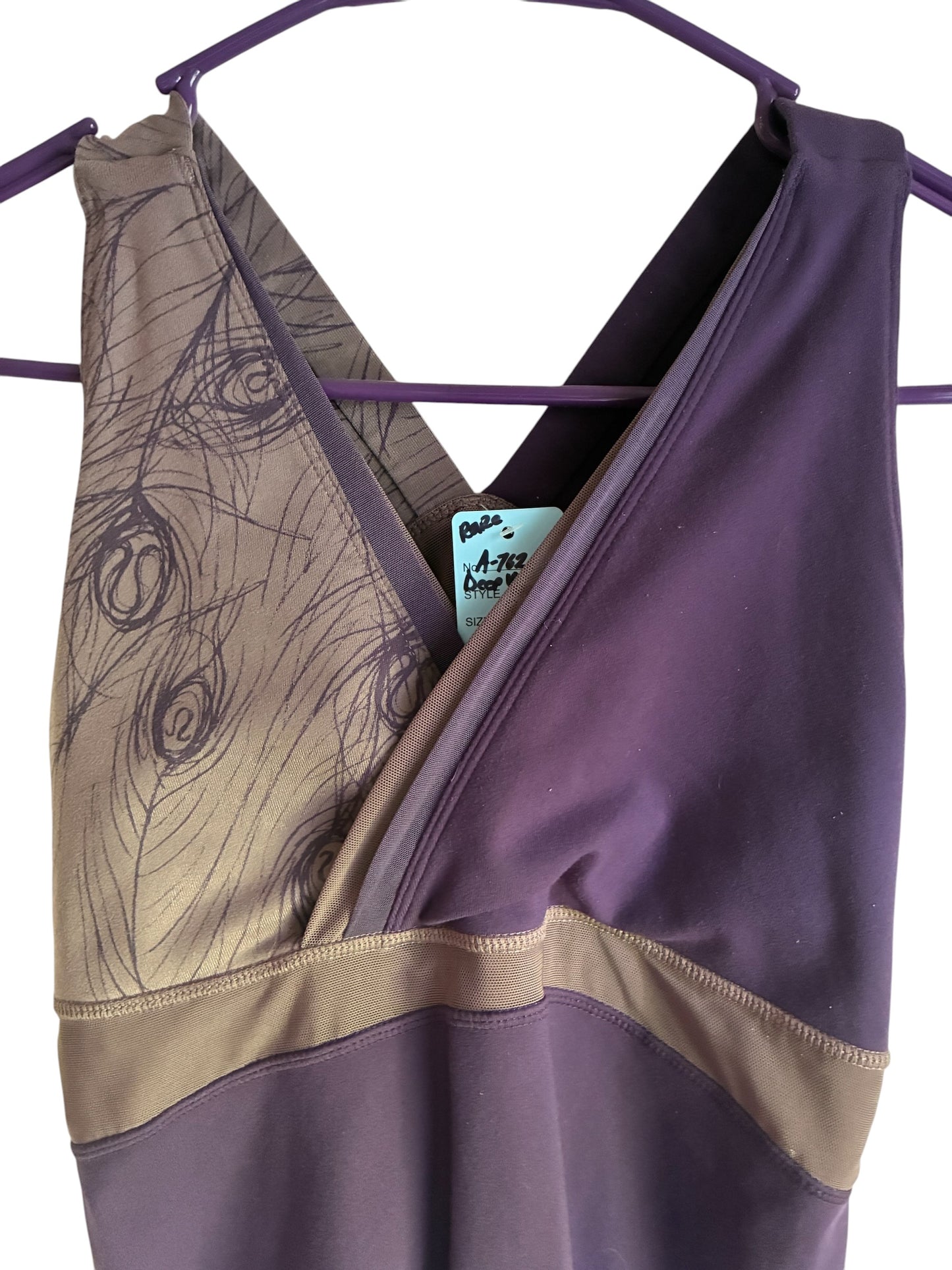 Lululemon Deep V Athletic Mesh Tank Plum Dusty Rose Logo Sz 8 RARE Prototype
