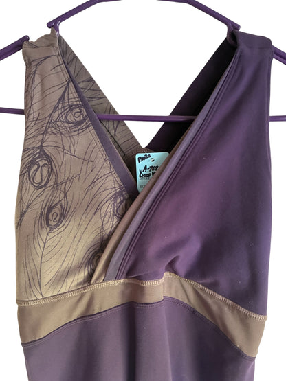 Lululemon Deep V Athletic Mesh Tank Plum Dusty Rose Logo Sz 8 RARE Prototype