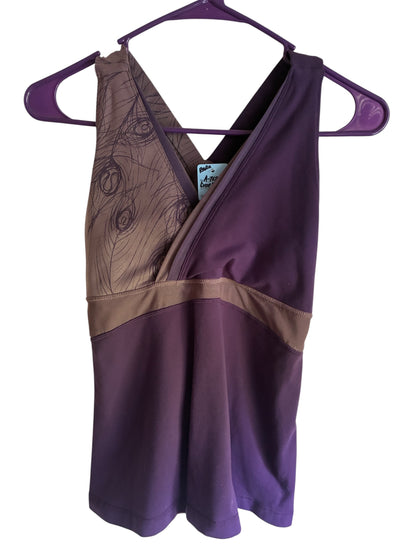 Lululemon Deep V Athletic Mesh Tank Plum Dusty Rose Logo Sz 8 RARE Prototype