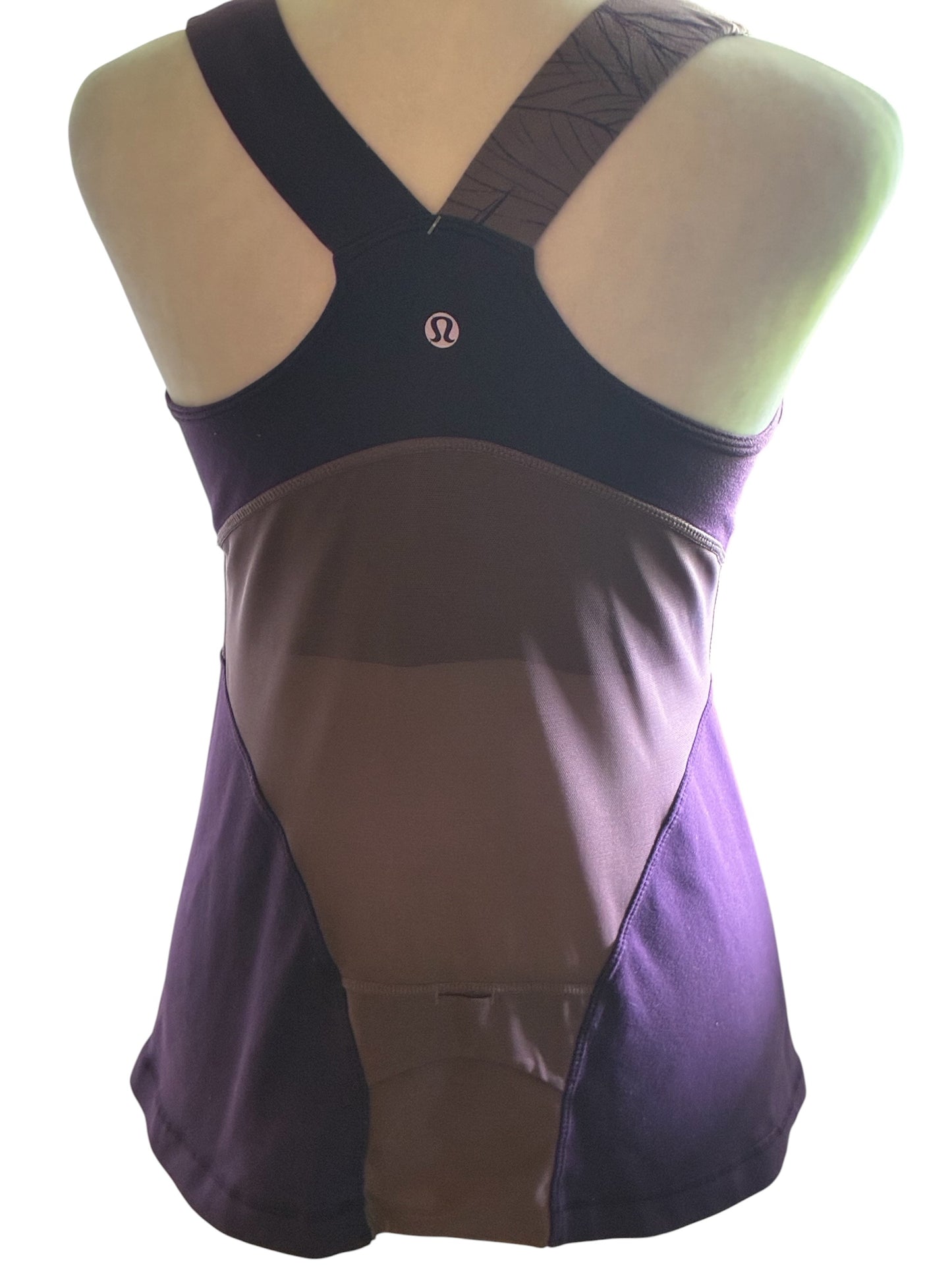Lululemon Deep V Athletic Mesh Tank Plum Dusty Rose Logo Sz 8 RARE Prototype