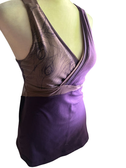 Lululemon Deep V Athletic Mesh Tank Plum Dusty Rose Logo Sz 8 RARE Prototype