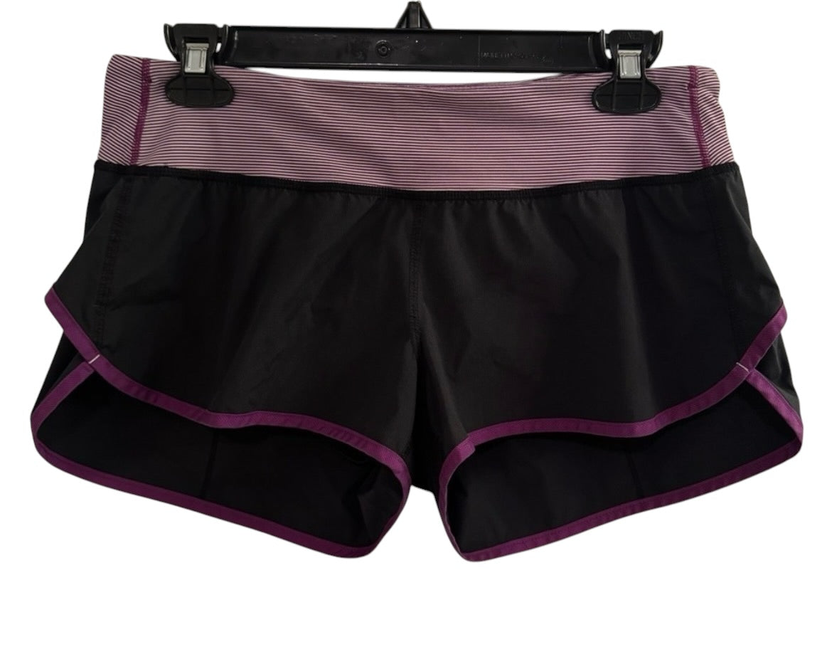 Lululemon Speed Short 2.5" Inseam Black/Wee Space Stripe Dramatic Magenta Sz 10 RARE