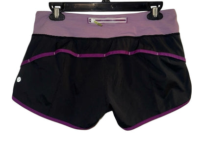 Lululemon Speed Short 2.5" Inseam Black/Wee Space Stripe Dramatic Magenta Sz 10 RARE