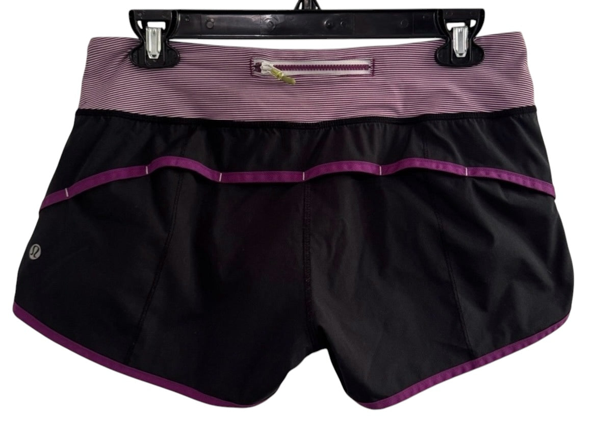 Lululemon Speed Short 2.5" Inseam Black/Wee Space Stripe Dramatic Magenta Sz 10 RARE