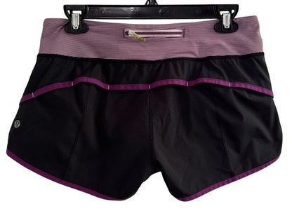 Lululemon Speed Short 2.5" Inseam Black/Wee Space Stripe Dramatic Magenta Sz 10 RARE