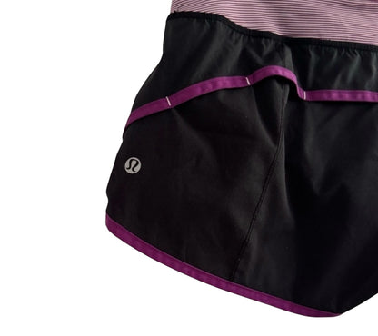 Lululemon Speed Short 2.5" Inseam Black/Wee Space Stripe Dramatic Magenta Sz 10 RARE