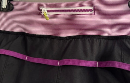 Lululemon Speed Short 2.5" Inseam Black/Wee Space Stripe Dramatic Magenta Sz 10 RARE