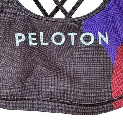 Peloton WITH Wear It To Heart Topsy Turvy Sports Bra Houndstooth Strappy Back Sz Large Brand New