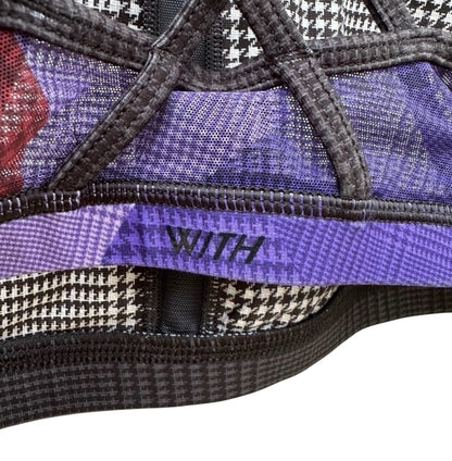 Peloton WITH Wear It To Heart Topsy Turvy Sports Bra Houndstooth Strappy Back Sz Large Brand New